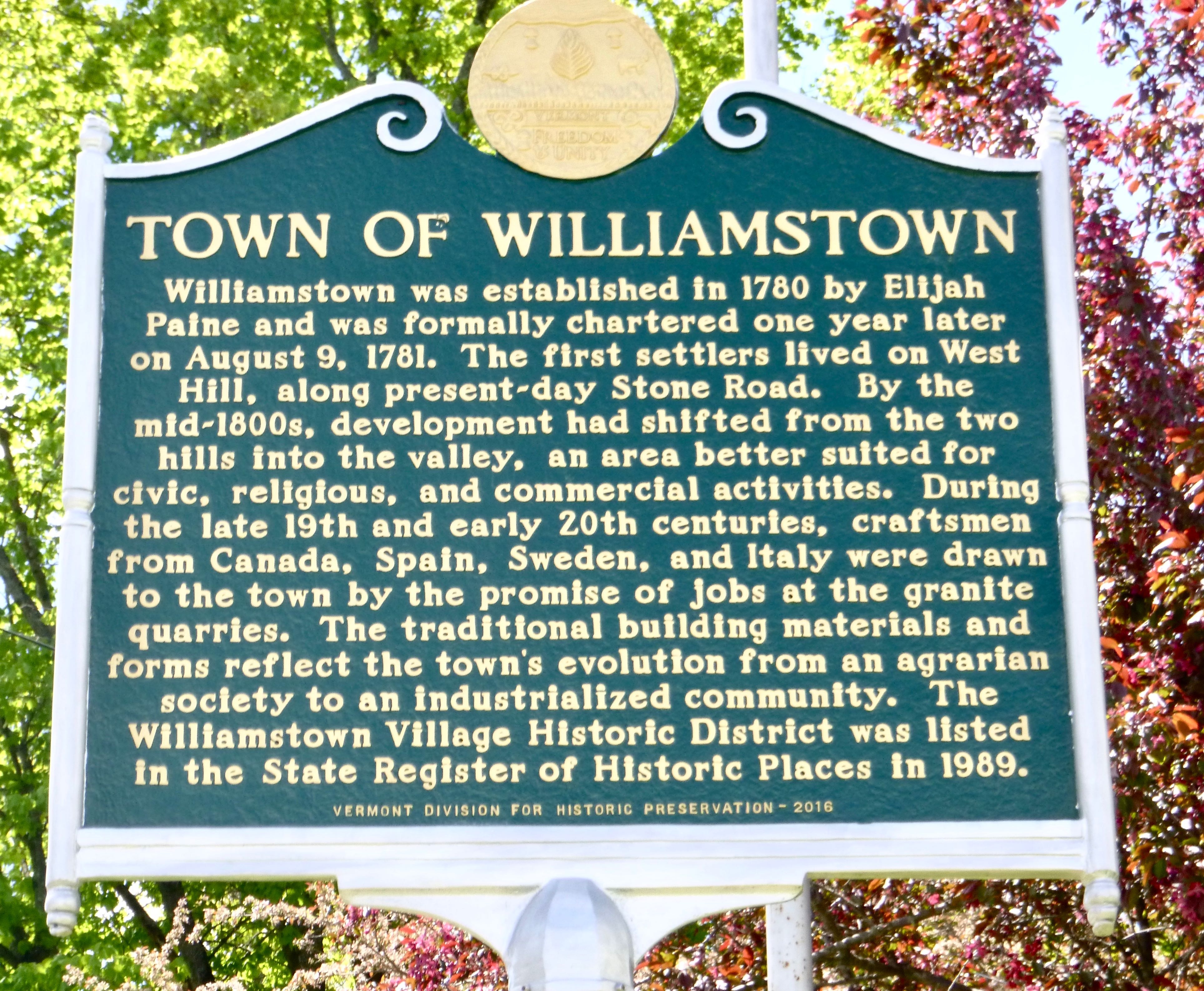 Town of Williamstown Marker