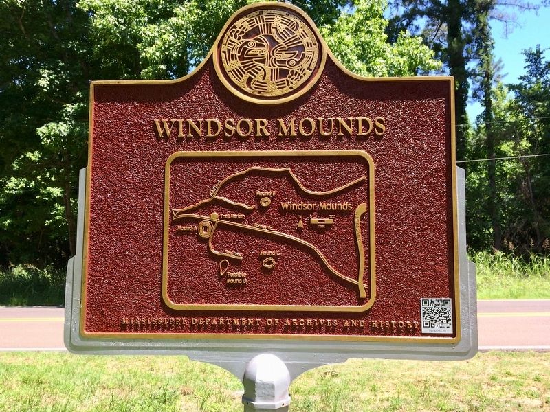 Windsor Mounds Marker (Rear map showing mound locations) image. Click for full size.