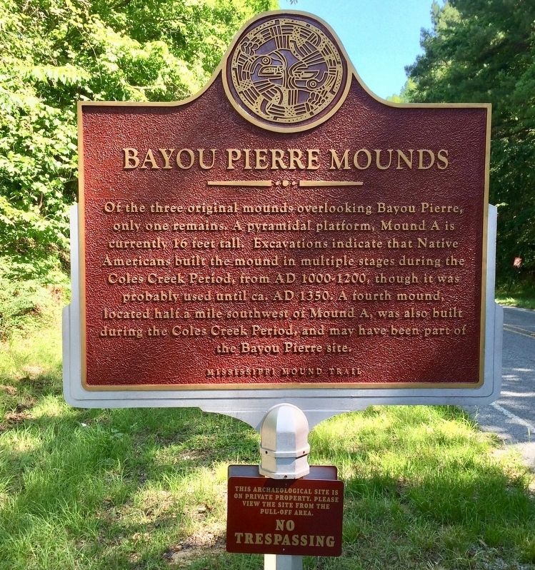 Bayou Pierre Mounds Marker (Front) image. Click for full size.