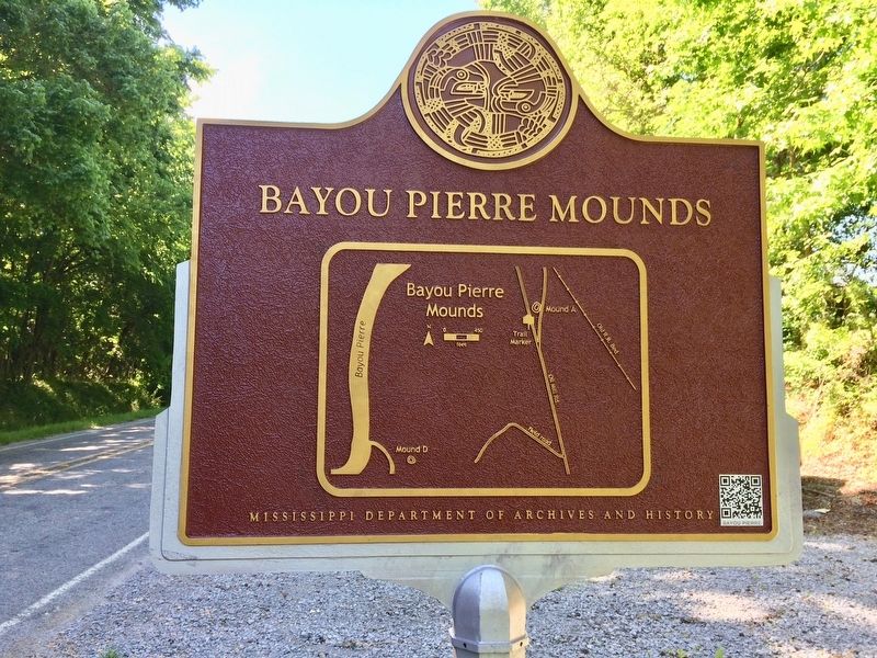 Bayou Pierre Mounds Marker (Rear map showing mound location). image. Click for full size.