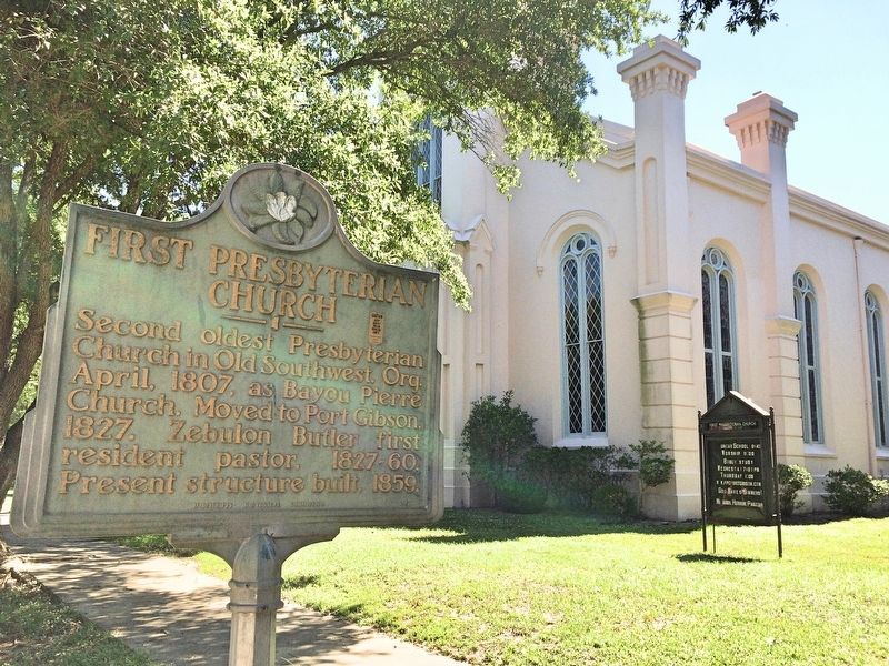 First Presbyterian Church and marker.. Click for full size. First Presbyterian Church and marker. image. Click for full size.