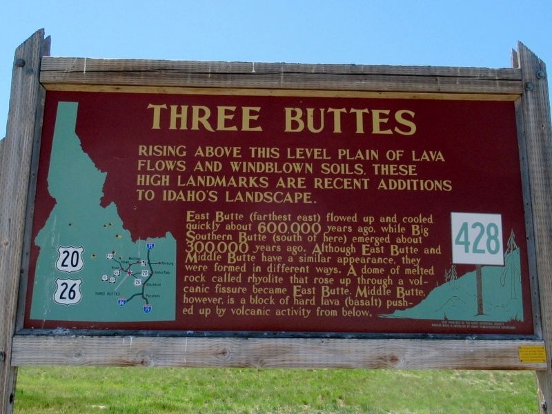 Three Buttes Marker. Click for full size. Three Buttes Marker image. Click for full size.