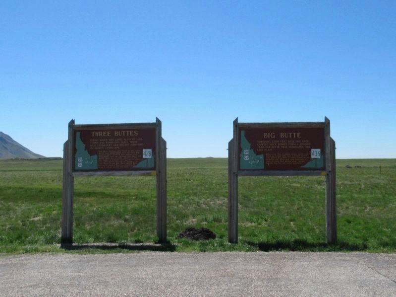 Three Buttes and Big Butte Markers. Click for full size. Three Buttes and Big Butte Markers image. Click for full size.