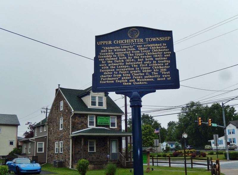 Upper Chichester Township Marker (<i><b>wide view</i></b>) image. Click for full size.