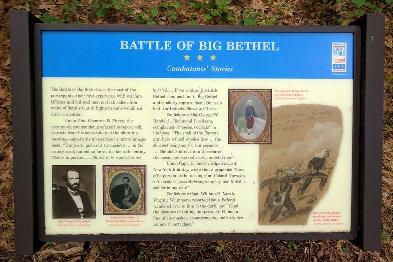 Battle of Big Bethel Marker. Click for full size. Battle of Big Bethel Marker image. Click for full size.