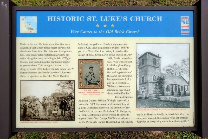 Historic St. Luke's Church Marker image. Click for full size.