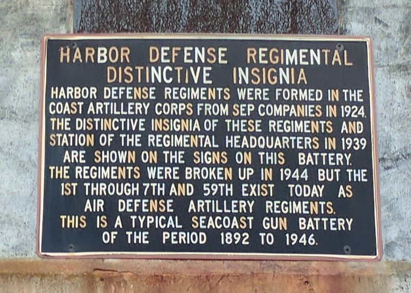 Harbor Defense Regimental Distinctive Insignia Marker. Click for full size. Harbor Defense Regimental Distinctive Insignia Marker image. Click for full size.