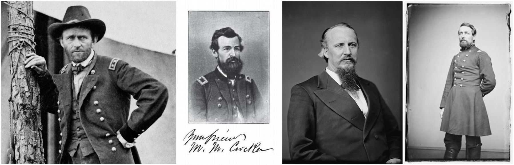 General U.S. Grant (left), Colonel Francis Cockrell, General M.M. Crocker & Captain Samuel DeGolyer image. Click for full size.