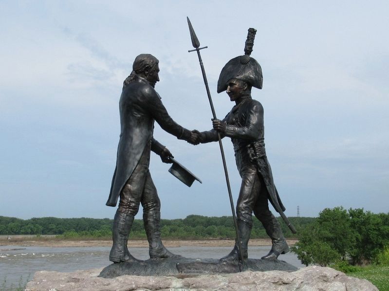 Meriwether Lewis meets William Clark at the Falls of the Ohio. Click for full size. Meriwether Lewis meets William Clark at the Falls of the Ohio image. Click for full size.