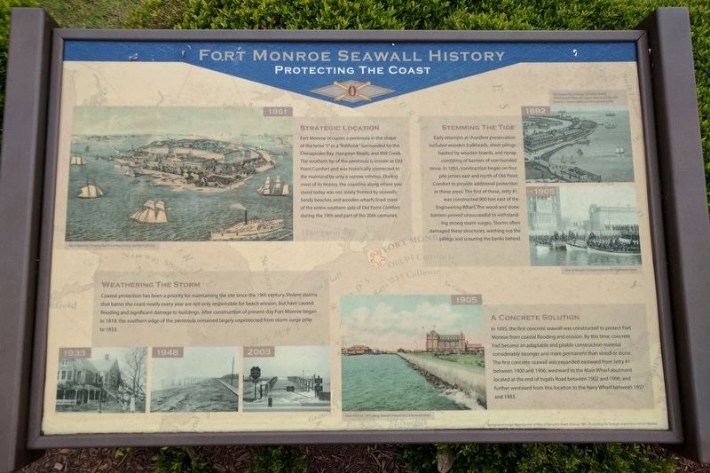 Fort Monroe Seawall History Marker. Click for full size. Fort Monroe Seawall History Marker image. Click for full size.