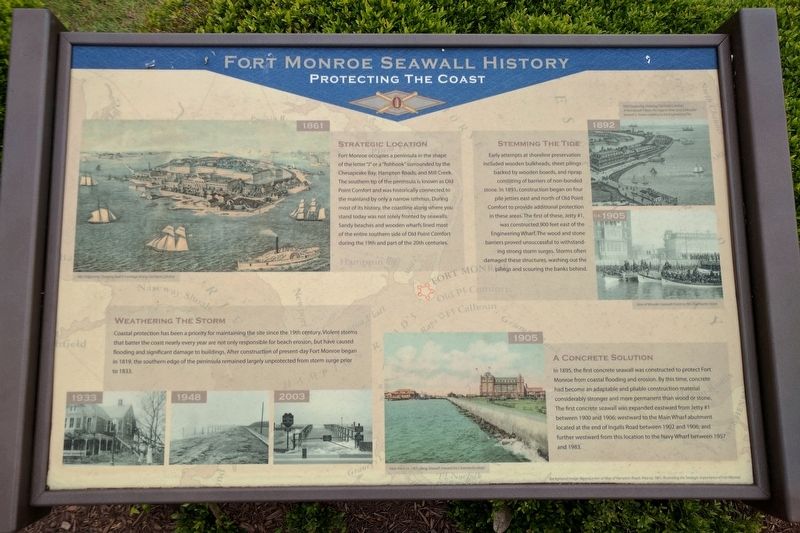 Fort Monroe Seawall History Marker image. Click for full size.