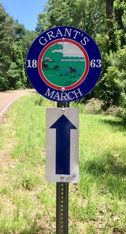 Grant's 1863 March road marker. image. Click for full size.
