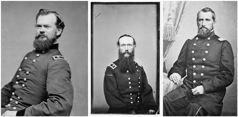 General James Birdseye McPherson (left), General Frederick Steele & General James Madison Tuttle. image. Click for full size.