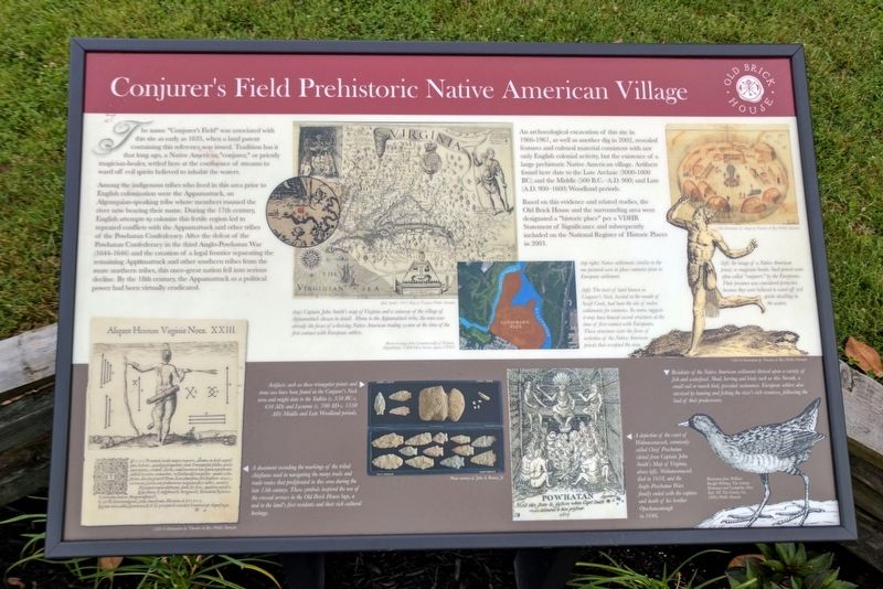Conjurer's Field Prehistoric Native American Village Marker image. Click for full size.