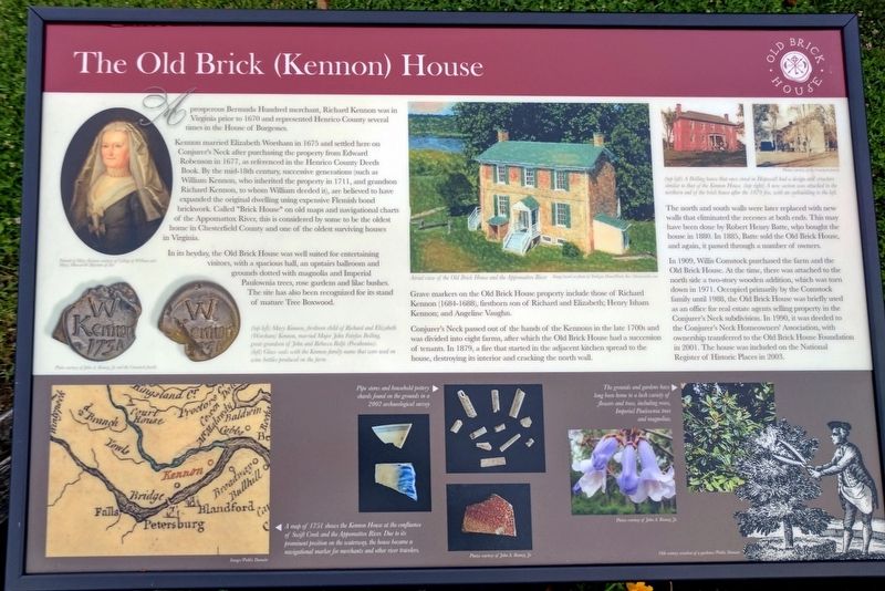 The Old Brick (Kennon) House Marker image. Click for full size.