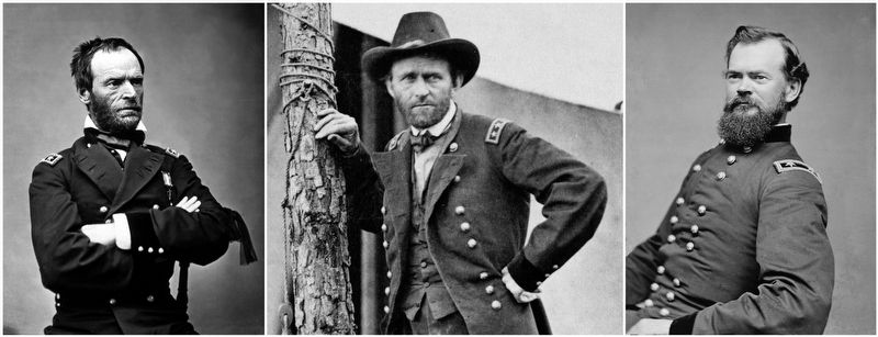 General William T. Sherman, General U.S. Grant, & General James McPherson. image. Click for full size.