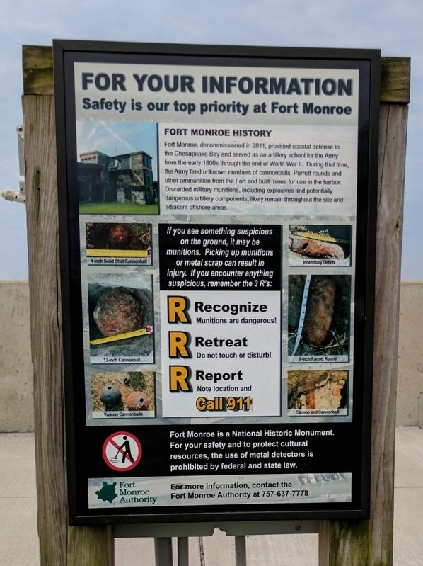 Fort Monroe History Marker. Click for full size. Fort Monroe History Marker image. Click for full size.