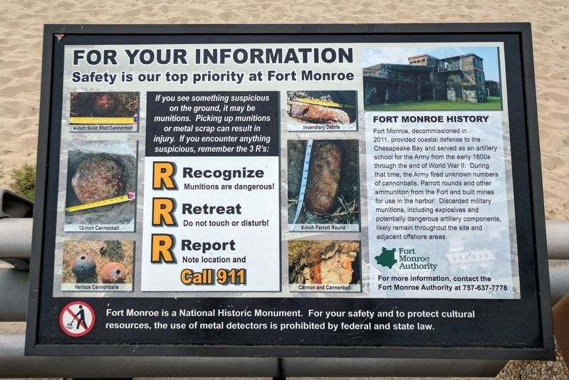 Fort Monroe History Marker. Click for full size. Fort Monroe History Marker image. Click for full size.