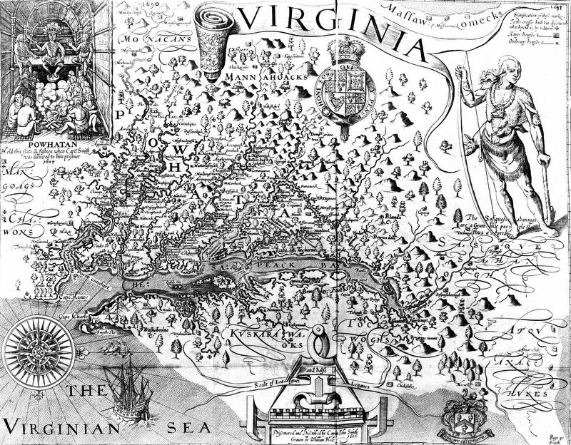 Captain John Smith's 1606 Map of Virginia. Click for full size. Captain John Smith's 1606 Map of Virginia image. Click for full size.