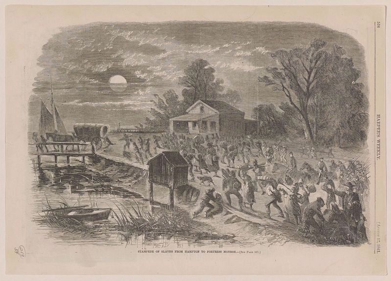 Stampede of slaves from Hampton to Fortress Monroe image. Click for full size.