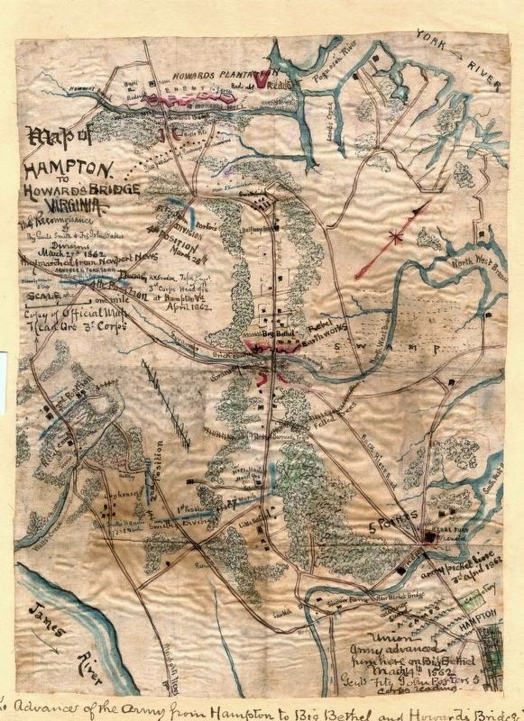 Map of Hampton to Howard's Bridge, Virginia. image. Click for full size.