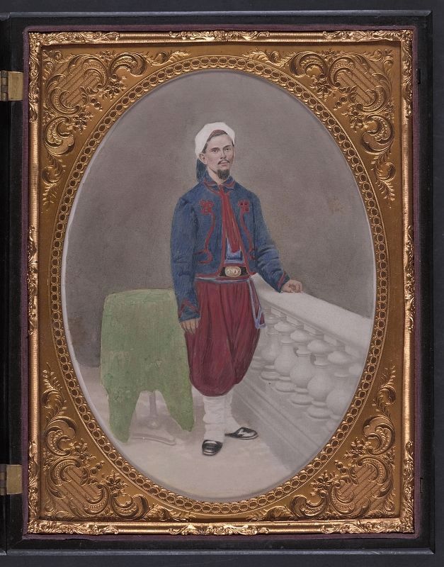 Private Louis A. Matos of Co. C, 5th New York Infantry Regiment in Union Zouave uniform. Click for full size. Private Louis A. Matos of Co. C, 5th New York Infantry Regiment in Union Zouave uniform image. Click for full size.