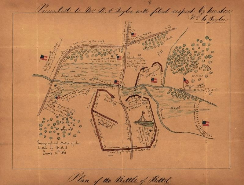 Topographical sketch of the Battle of Bethel, June 10th, 1861.. Click for full size. Topographical sketch of the Battle of Bethel, June 10th, 1861. image. Click for full size.