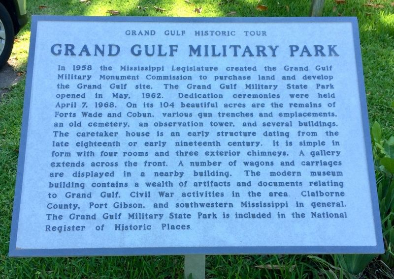 Grand Gulf Military Park Marker image. Click for full size.