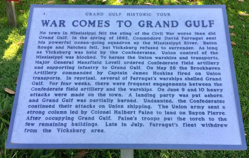 War Comes to Grand Gulf Marker image. Click for full size.