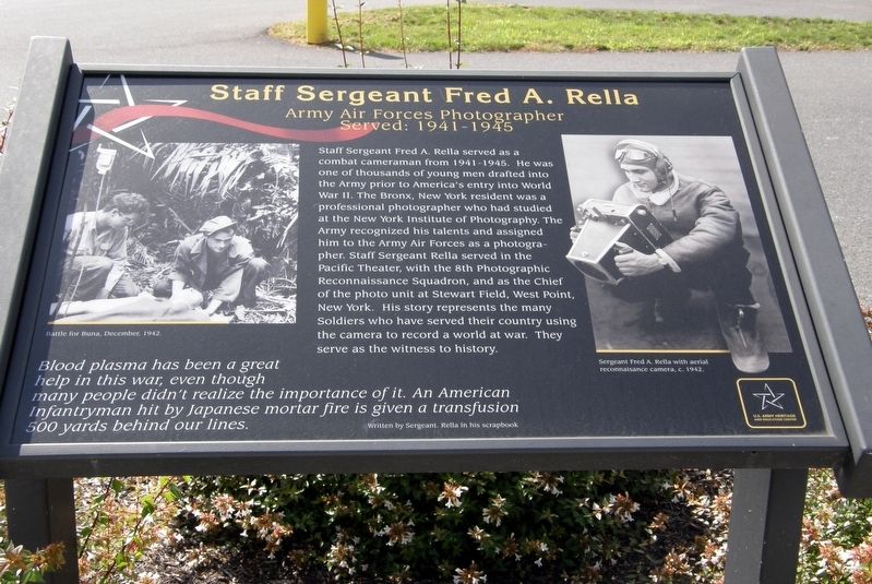 Staff Sergeant Fred A. Rella Marker image. Click for full size.