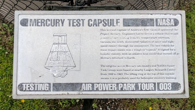 Mercury Test Capsule Marker image. Click for full size.