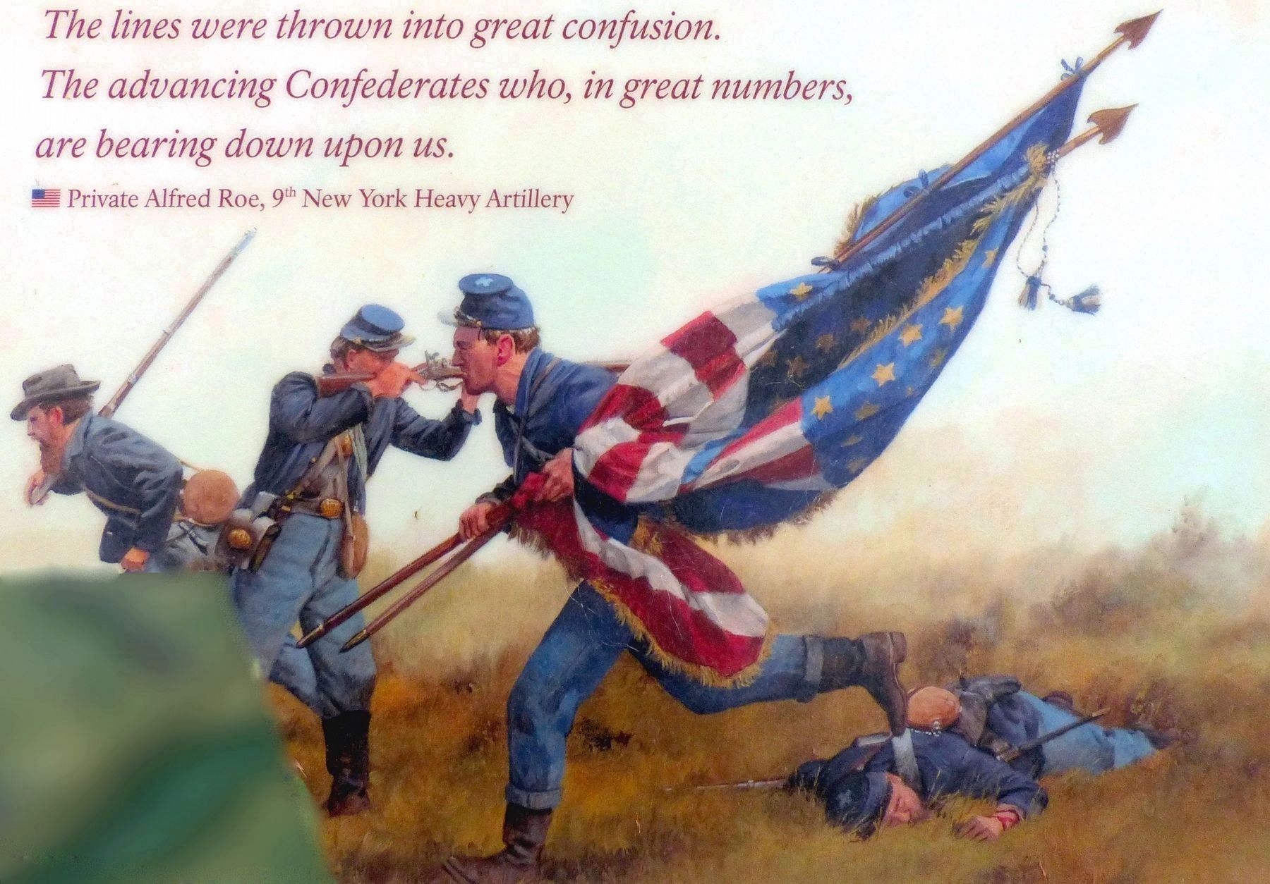 Corporal Alexander Scott rescues the flags. image. Click for full size.