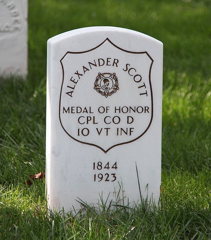 Scott's Headstone at Arlington National Cemetery. Click for full size. Scott's Headstone at Arlington National Cemetery image. Click for full size.