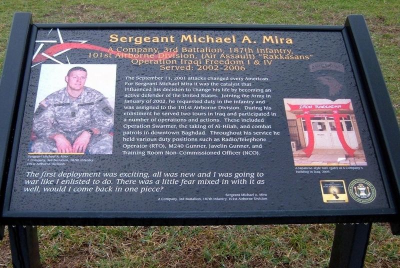 Sergeant Michael A. Mira Marker image. Click for full size.