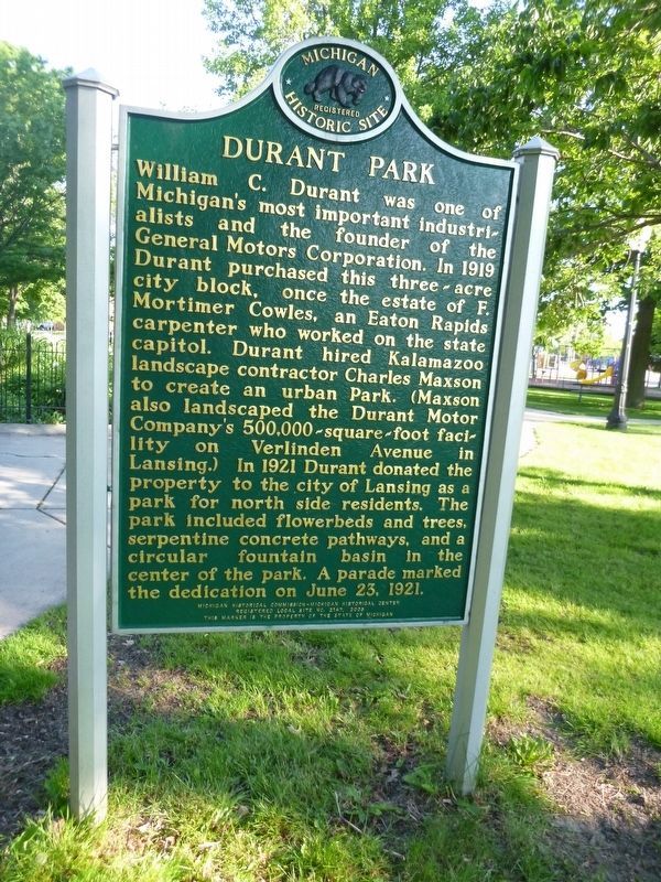 Durant Park Marker. Click for full size. Durant Park Marker image. Click for full size.