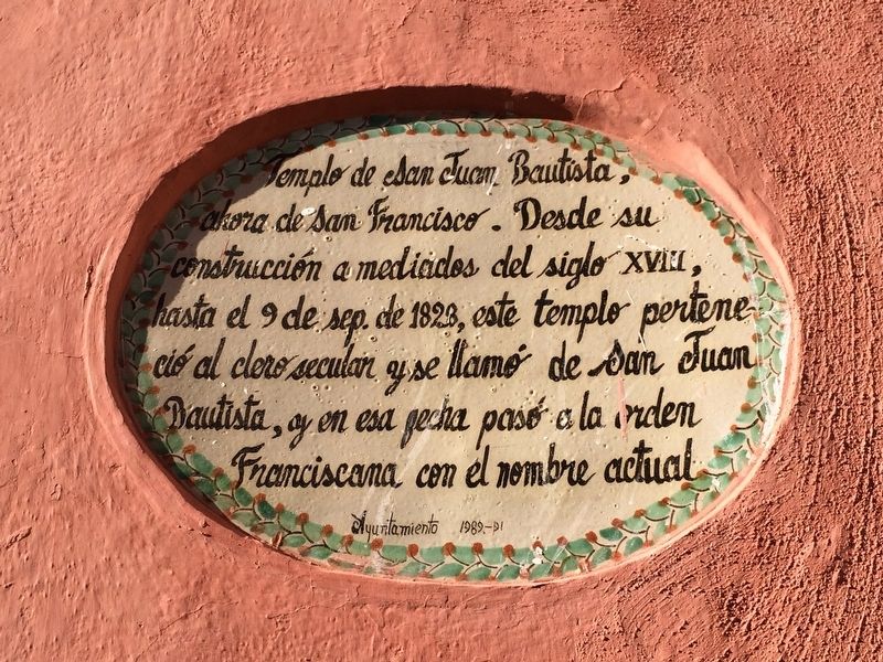 The Temple of San Juan Bautista Marker image. Click for full size.