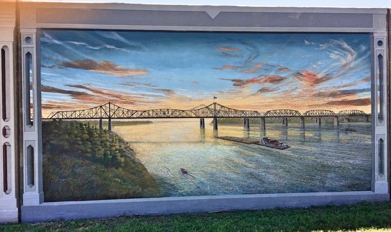 "Two Bridges at Sunset" Mural image. Click for full size.