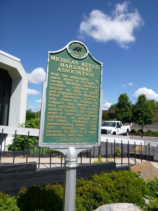 Michigan Retail Hardware Association Marker. Click for full size. Michigan Retail Hardware Association Marker image. Click for full size.
