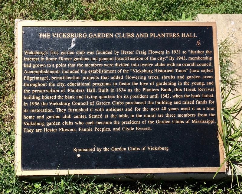 The Vicksburg Garden Clubs and Planters Hall Marker image. Click for full size.