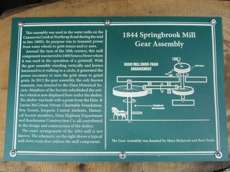1844 Springbrook Mill Gear Assembly Marker image. Click for full size.