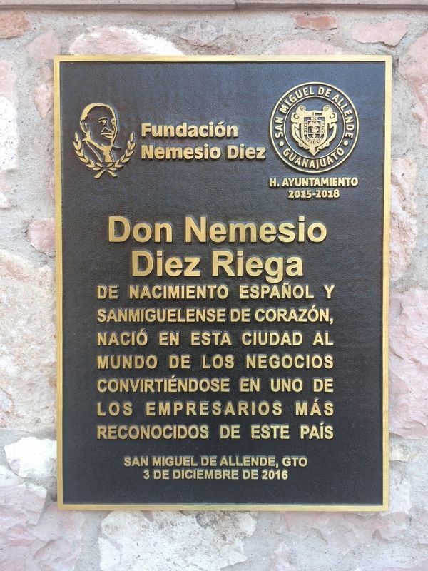 The additional Nemesio Diez Riega marker dedicated on December 3, 2016. image. Click for full size.