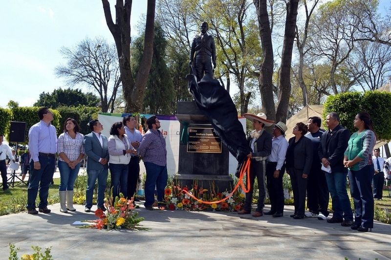 A photo of the unveiling of the statue and marker of Emiliano Zapata image. Click for full size.