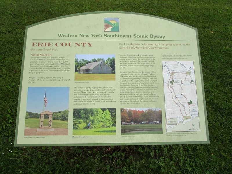 Erie County Sprague Brook Park Marker image. Click for full size.