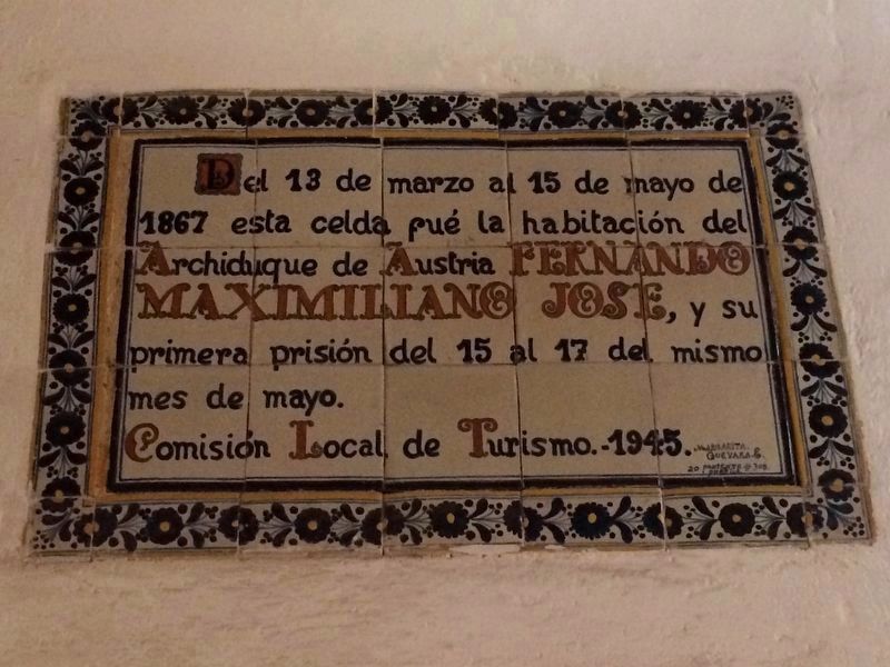 An additional marker outside Maximiliano's room inside the convent image. Click for full size.