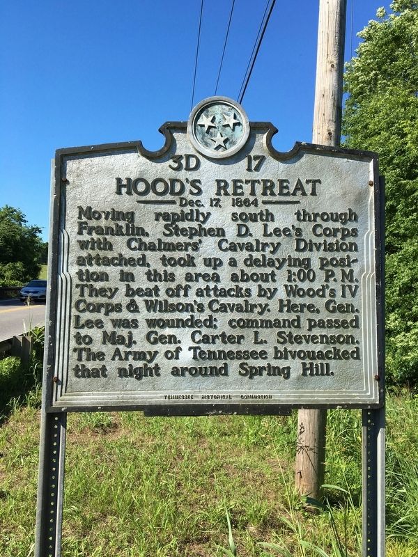 Hood's Retreat - December, 17 1864 - Marker. Click for full size. Hood's Retreat - December, 17 1864 - Marker image. Click for full size.