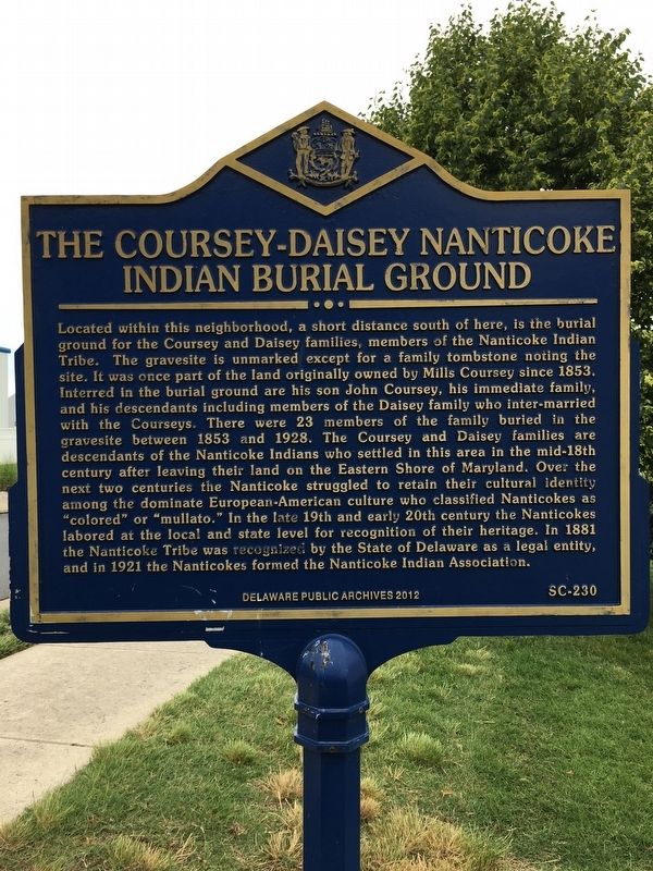 The Coursey-Daisey Nanticoke Indian Burial Ground Marker image. Click for full size.