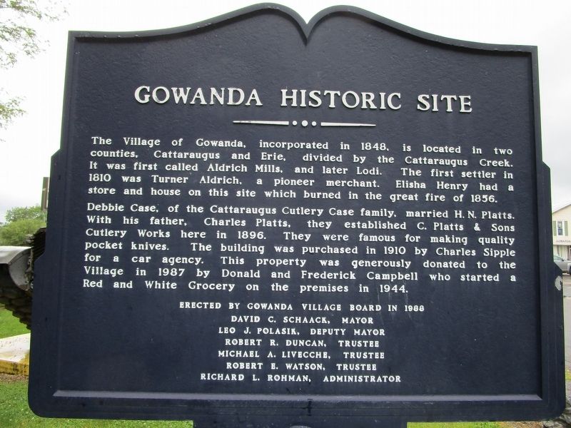 Gowanda Historic Site Marker image. Click for full size.