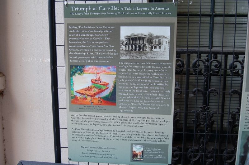 Triumph At Carville: A Tale of Leprosy in America Marker image. Click for full size.