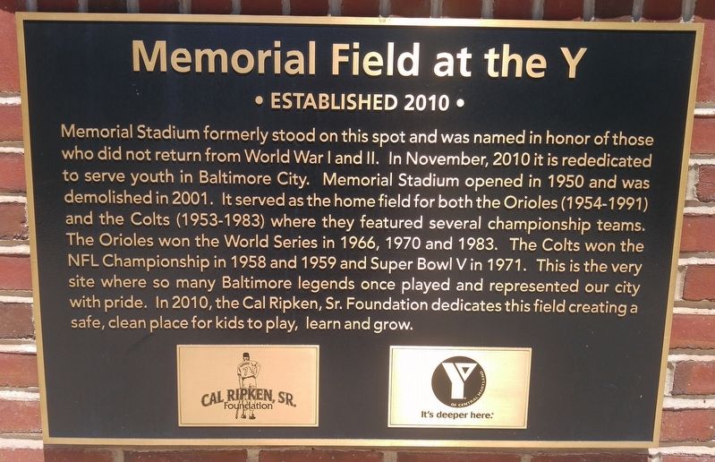 Memorial Field at the Y Marker image. Click for full size.