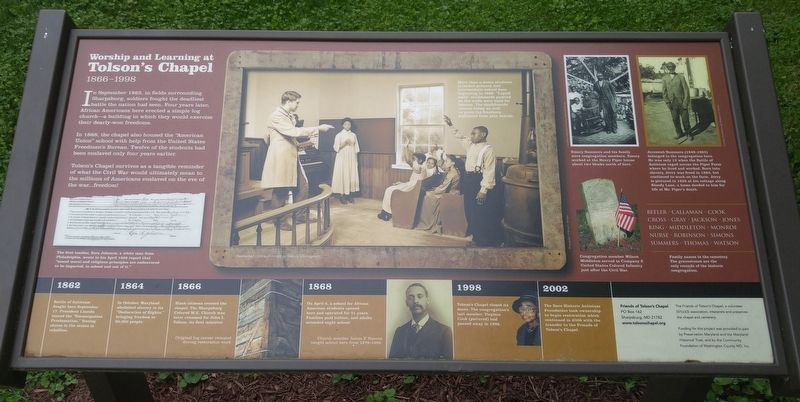 Tolson's Chapel Marker. Click for full size. Tolson's Chapel Marker image. Click for full size.
